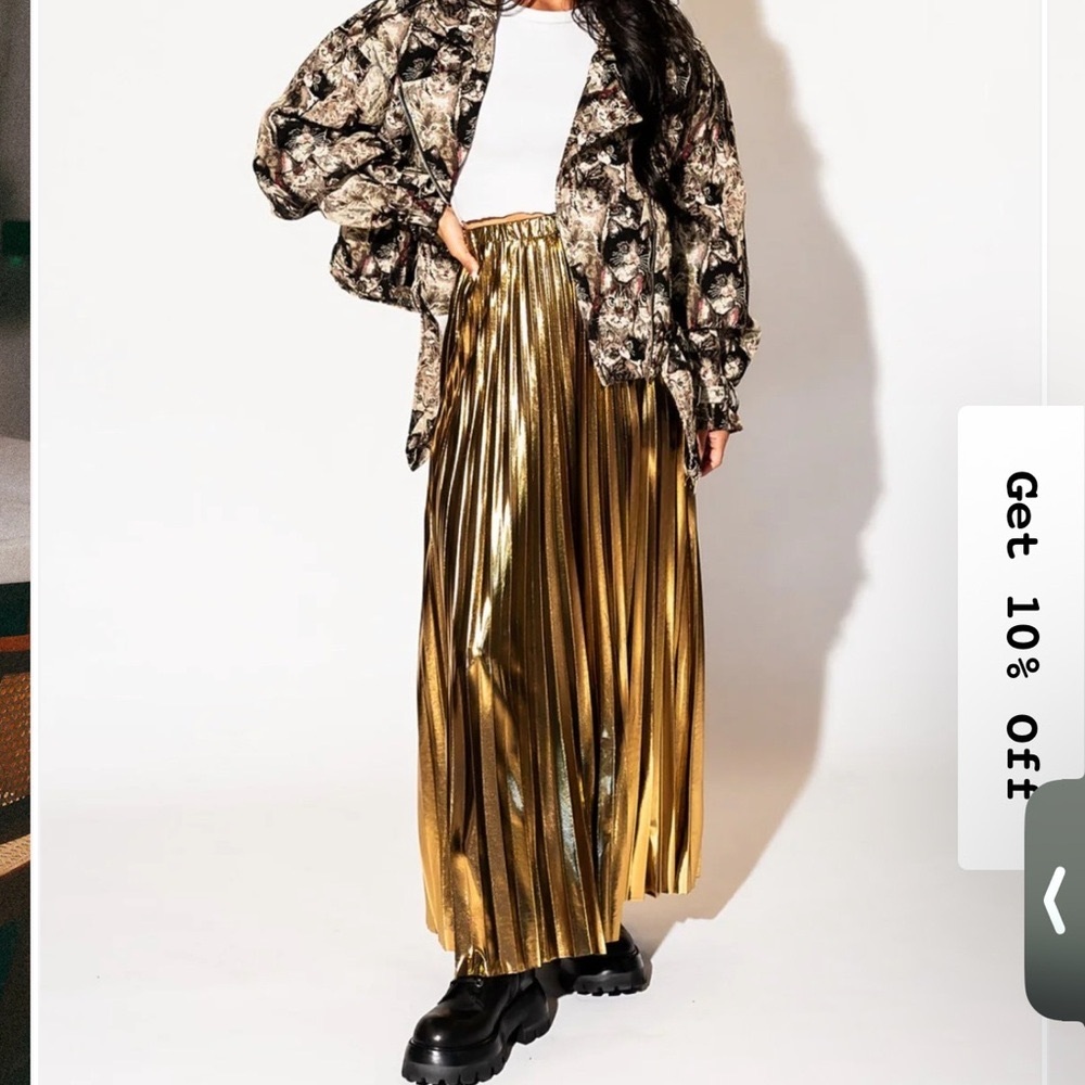 Dressed in LALA Gold Maxi Skirt